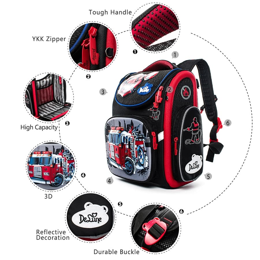 Delune Brand 1 3 Grade Orthopedic School Bags Pattern For Boys