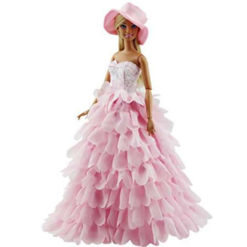 Roosakas kleit ja müts Barbie nukule