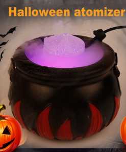New Halloween Witch Pot Smoke Machine LED Humidifier Color Changing Party DIY Scene Layout Prank Toy Creepy Light Decorations