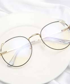 Computer Glasses Eye-wear Frame Anti Blue Light Game Glasses Anti Glare Eyeglasses Frame Round Clear Lens Glasses
